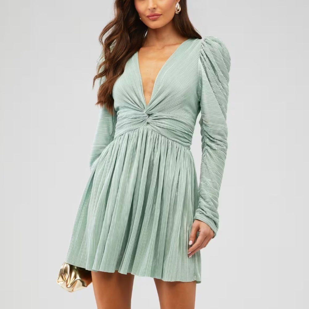 Sabina Musayev Morgana Long Sleeve Dress in Mint